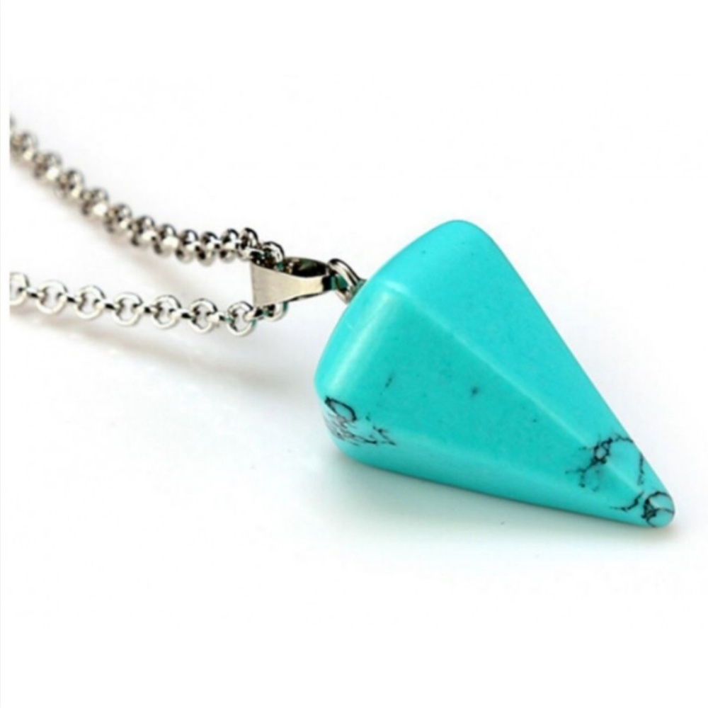🏷️ Natural Stone Crystal Pendulum - blue